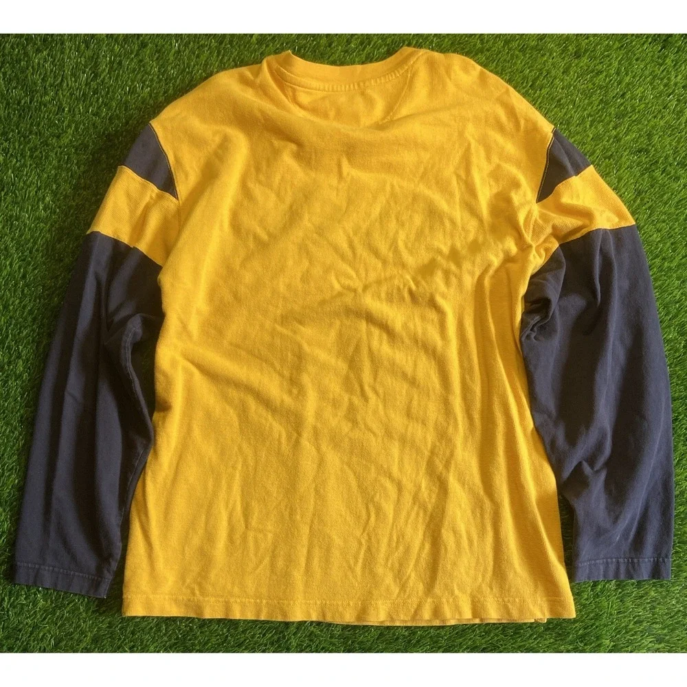 Vtg 90s CHAPS Ralph Lauren Mens XL Yellow Blue Long Sleeve T Shirt Baggy Skater